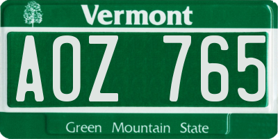 VT license plate AOZ765