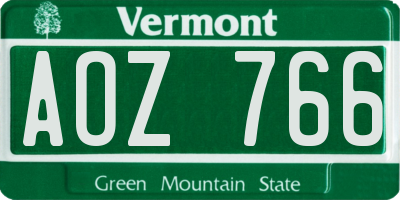 VT license plate AOZ766