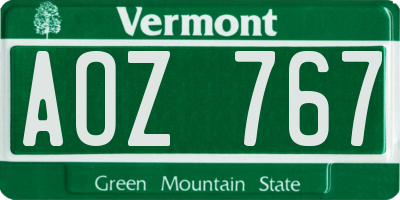 VT license plate AOZ767