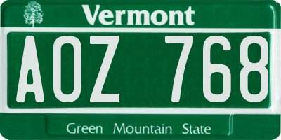 VT license plate AOZ768
