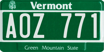 VT license plate AOZ771