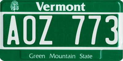 VT license plate AOZ773