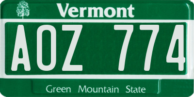 VT license plate AOZ774