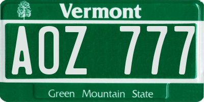 VT license plate AOZ777