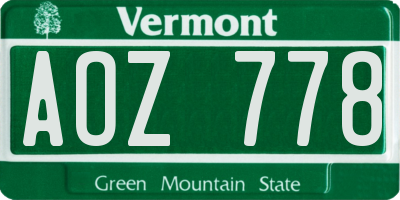VT license plate AOZ778