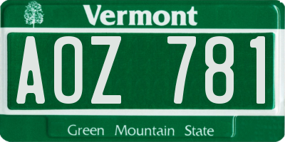 VT license plate AOZ781