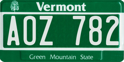 VT license plate AOZ782