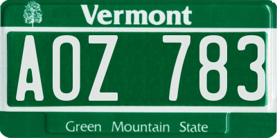 VT license plate AOZ783