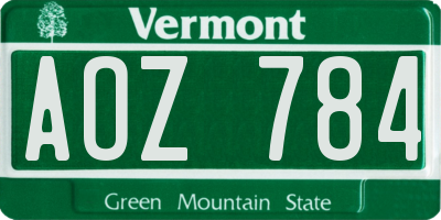 VT license plate AOZ784