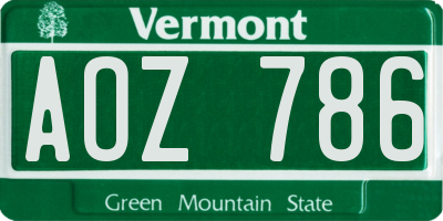 VT license plate AOZ786