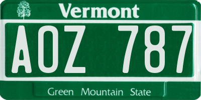 VT license plate AOZ787