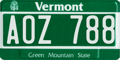 VT license plate AOZ788