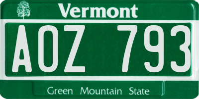 VT license plate AOZ793