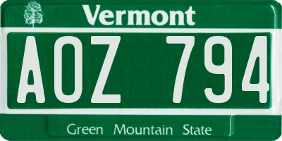 VT license plate AOZ794