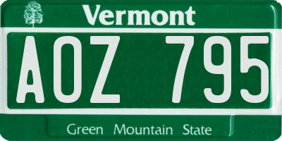 VT license plate AOZ795