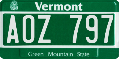VT license plate AOZ797
