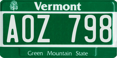 VT license plate AOZ798