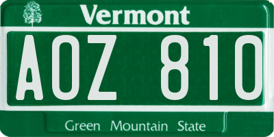VT license plate AOZ810