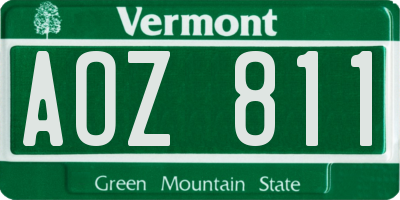 VT license plate AOZ811