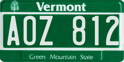 VT license plate AOZ812