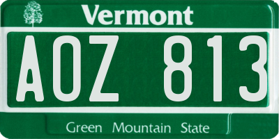 VT license plate AOZ813