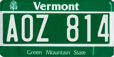 VT license plate AOZ814