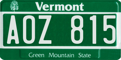 VT license plate AOZ815