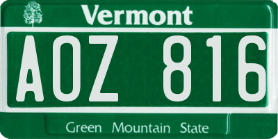 VT license plate AOZ816