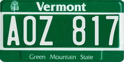 VT license plate AOZ817
