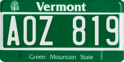 VT license plate AOZ819