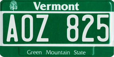 VT license plate AOZ825