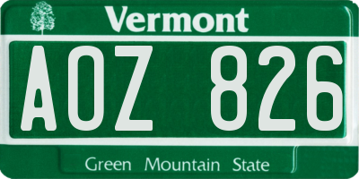 VT license plate AOZ826