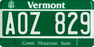 VT license plate AOZ829
