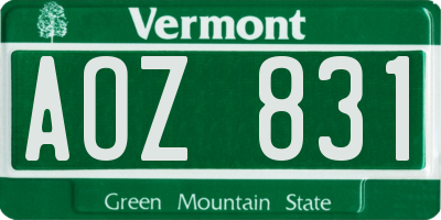 VT license plate AOZ831