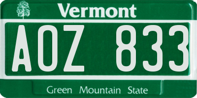 VT license plate AOZ833