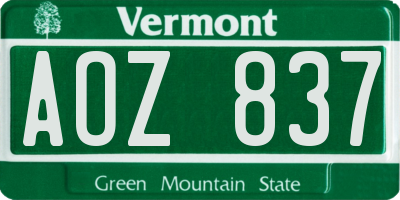 VT license plate AOZ837