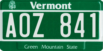 VT license plate AOZ841