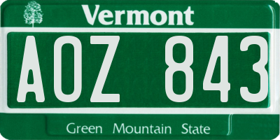 VT license plate AOZ843