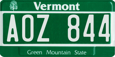 VT license plate AOZ844