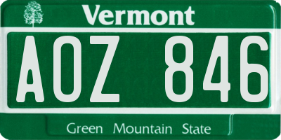 VT license plate AOZ846