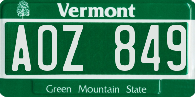 VT license plate AOZ849