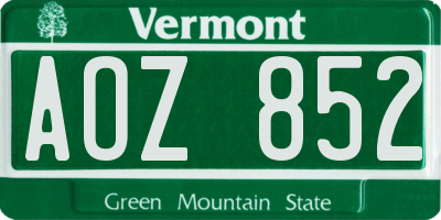 VT license plate AOZ852