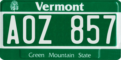 VT license plate AOZ857