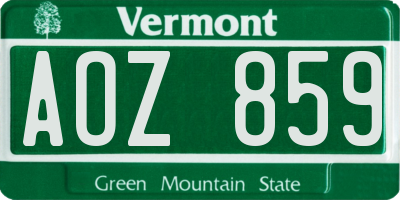 VT license plate AOZ859