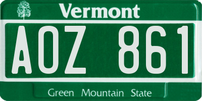 VT license plate AOZ861