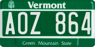 VT license plate AOZ864