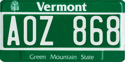 VT license plate AOZ868