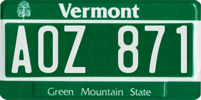 VT license plate AOZ871