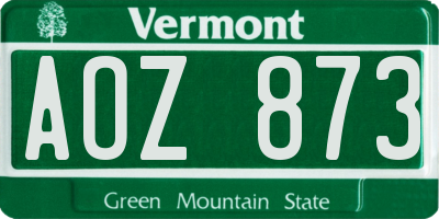 VT license plate AOZ873