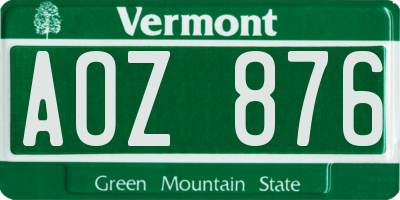 VT license plate AOZ876